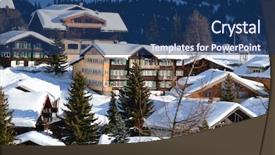  Presentation with famous leaders - Colorful theme enhanced with muerren famous swiss skiing resort backdrop and a ocean colored foreground