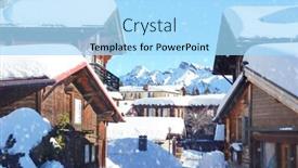  Presentation with skiing - Theme with muerren-famous-swiss-skiing-resort background and a light blue colored foreground