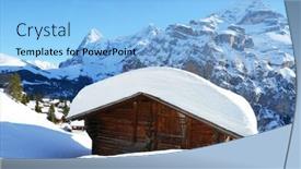  Presentation with skiing - Audience pleasing PPT theme consisting of muerren-famous-swiss-skiing-resort backdrop and a light blue colored foreground