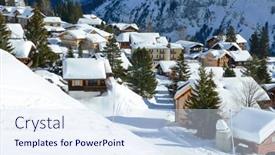  Presentation with skiing - Theme enhanced with muerren-famous-swiss-skiing-resort background and a sky blue colored foreground