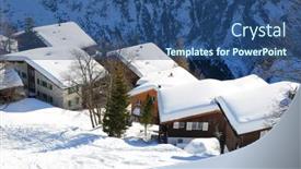  Presentation with skiing - Cool new slides with muerren-swiss-skiing-resort backdrop and a ocean colored foreground