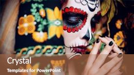  Presentation with sugar skull - Slides having muertos day of the dead background and a coral colored foreground