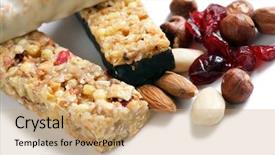  Presentation with muesli - PPT theme having muesli bars and nuts background and a coral colored foreground