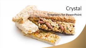  Presentation with energy bars - Colorful presentation design enhanced with muesli bars on white background backdrop and a white colored foreground