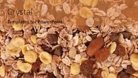  Presentation with muesli - PPT theme having muesli-cereal-flakes-with-chocolate background and a gold colored foreground