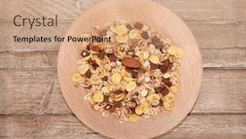  Presentation with chocolate cereal - Presentation consisting of muesli-cereal-flakes-with-chocolate background and a coral colored foreground