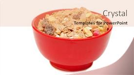  Presentation with muesli - PPT theme with muesli in a cup with white background background and a coral colored foreground