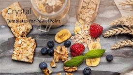  Presentation with muesli - Colorful theme enhanced with muesli with berries backdrop and a coral colored foreground
