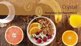  Presentation with fruit yogurt - Cool new PPT layouts with muesli-with-yogurt-and-fruit backdrop and a gold colored foreground