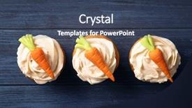  Presentation with cupcakes - Colorful theme enhanced with muffin cake recipe - delicious carrot cupcakes on wooden backdrop and a ocean colored foreground
