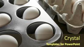  Presentation with muffin - Slide set featuring muffin-tin-and-carton-package background and a tawny brown colored foreground