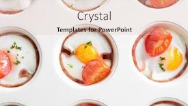  Presentation with muffin - Cool new slides with muffin tin with tasty eggs tomatoes and ham closeup backdrop and a lemonade colored foreground