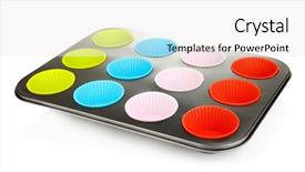  Presentation with muffin - Presentation design enhanced with muffin tray isolated on white background and a sky blue colored foreground