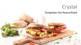 Presentation with muffin - Cool new PPT layouts with muffin-with-bacon-egg backdrop and a white colored foreground