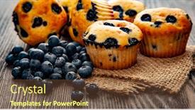  Presentation with pastries - Beautiful slide deck featuring muffin-with-blueberries backdrop and a tawny brown colored foreground