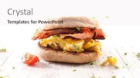  Presentation with muffin - Presentation design consisting of muffin with egg and bacon background and a white colored foreground