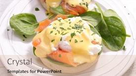  Presentation with muffin - Slide deck consisting of muffin-with-poached-egg-sauce background and a coral colored foreground