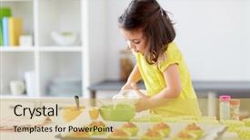  Presentation with baking concept on dark - Beautiful slide set featuring muffins or cupcakes and add backdrop and a yellow colored foreground