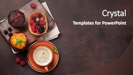  Presentation with muffins - Amazing PPT theme having muffins with berries and coffee backdrop and a tawny brown colored foreground