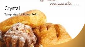  Presentation with muffins - PPT layouts enhanced with muffins with raisins isolated on white background background and a white colored foreground