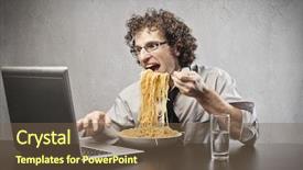  Presentation with classic homemade tomato sauce - Amazing presentation theme having mufler - man gorging of spaghetti backdrop and a violet colored foreground