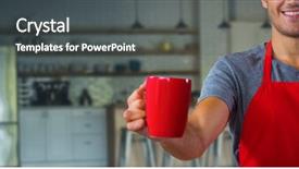  Presentation with waiter - Beautiful PPT theme featuring mug against cafeteria in office backdrop and a  colored foreground