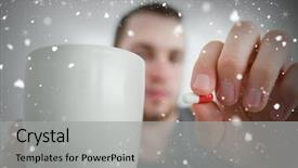  Presentation with falling snow - Slide deck featuring mug against snow falling background and a light gray colored foreground