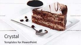  Presentation with coffee chocolate - Amazing presentation design having white plate over wood backdrop and a sky blue colored foreground