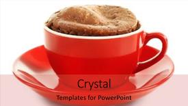  Presentation with cake - Cool new PPT layouts with mug cake isolated on white backdrop and a red colored foreground