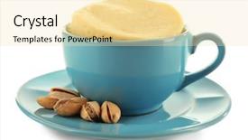  Presentation with cake - Audience pleasing slide set consisting of mug cake with pistachios isolated backdrop and a  colored foreground