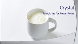  Presentation with kefir - Slide deck featuring mug of milk kefir background and a sky blue colored foreground