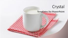  Presentation with probiotic bacteria organic milk kefir - Slide deck with mug of milk on checkered background and a white colored foreground