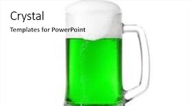  Presentation with cold beer - Slide deck with mug with cold green beer background and a white colored foreground