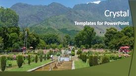  Presentation with mughal - Beautiful slides featuring mughal garden in srinagar india backdrop and a teal colored foreground