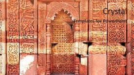  Presentation with mughal history - Cool new slide deck with mughal history - detail of qutub qutb minar backdrop and a coral colored foreground