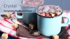  Presentation with table napkin - Audience pleasing theme consisting of mugs-of-hot-coffee backdrop and a light blue colored foreground