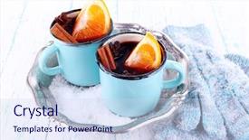  Presentation with color orange - Theme enhanced with mugs of mulled wine piece background and a sky blue colored foreground