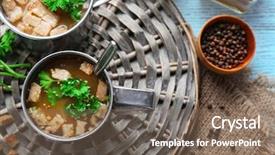  Presentation with bag iv fluid closeup saline - Cool new slide deck with mugs-of-soup-on-wicker backdrop and a violet colored foreground