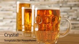  Presentation with beer - Amazing slide set having mugs with beer on wooden table backdrop and a gold colored foreground