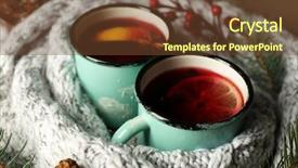  Presentation with apple wine - Audience pleasing presentation theme consisting of mugs with mulled wine backdrop and a tawny brown colored foreground