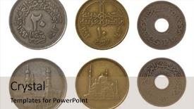  Presentation with egyptian - PPT theme consisting of muhammad ali - egyptian piastres or qirsh coins background and a coral colored foreground
