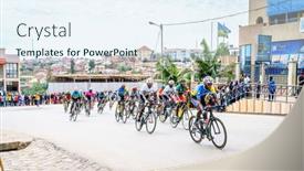  Presentation with cycling - Audience pleasing PPT theme consisting of muhanga-rwanda-february-26-2019 backdrop and a sky blue colored foreground