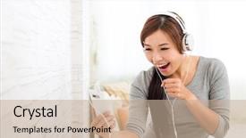  Presentation with asian music - Slide deck with muisc on music player background and a coral colored foreground