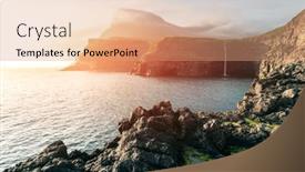  Presentation with waterfall - PPT layouts with mulafossur-waterfall-in-gasadalur-vagar background and a coral colored foreground