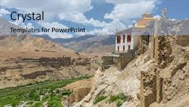  Presentation with beautiful green - Cool new PPT theme with mulbek jammu and kashmir backdrop and a light blue colored foreground