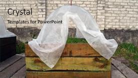  Presentation with mulch - Beautiful PPT layouts featuring wooden frame geotextile cover backdrop and a soft green colored foreground