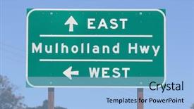  Presentation with highway road sign - Presentation theme enhanced with mulholland highway sign near los background and a light blue colored foreground