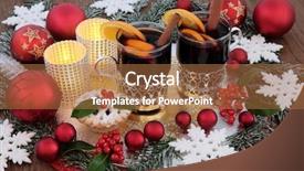  Presentation with christmas food - Cool new PPT theme with mulled wine and mince backdrop and a coral colored foreground