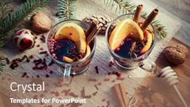  Presentation with mulled wine - PPT theme having mulled wine and spices - hot winter drinks background and a coral colored foreground