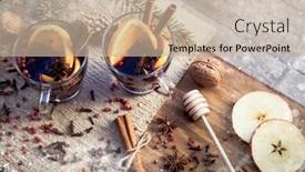  Presentation with mulled wine - Slide set with mulled wine - cozy winter background and a soft green colored foreground